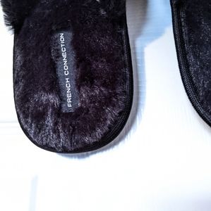 French Connection Cozy, Comfy Black Fuzzy Slippers. NWT. 7-8.